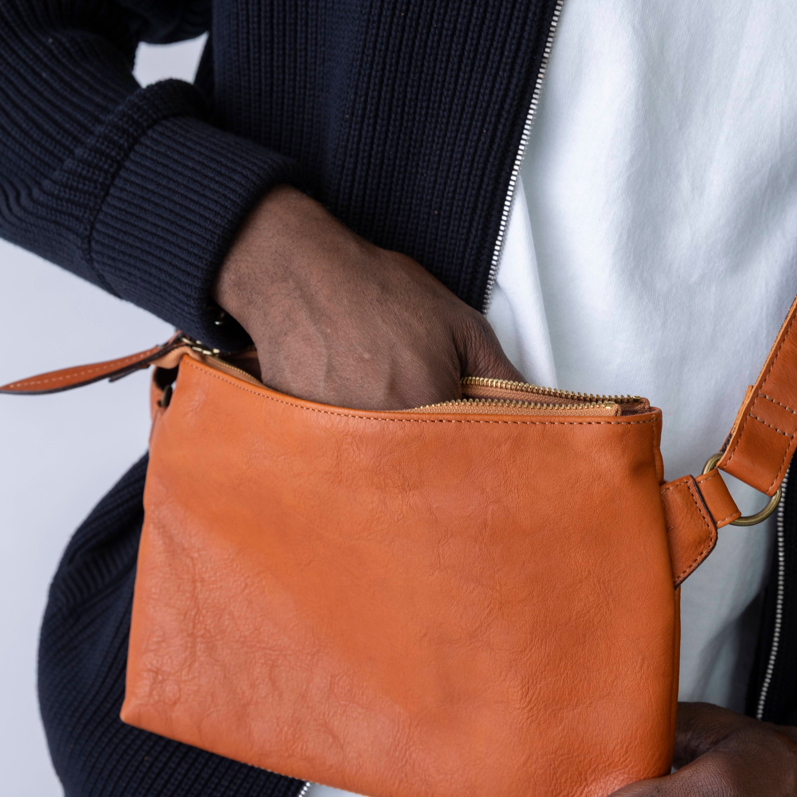 Handmade Japanese Full-Grain Leather Crossbody / Body Bag- 99.4% Satisfaction Rate