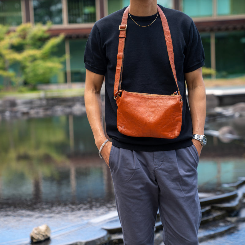 Handmade Japanese Full-Grain Leather Crossbody / Body Bag- Trusted by Japanese Users: 99.4% Satisfaction Rate on Our Domestic Site