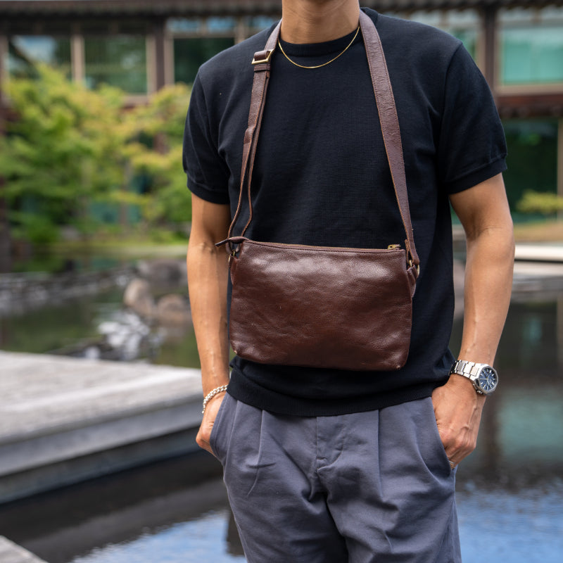 Handmade Japanese Full-Grain Leather Crossbody / Body Bag- Trusted by Japanese Users: 99.4% Satisfaction Rate on Our Domestic Site