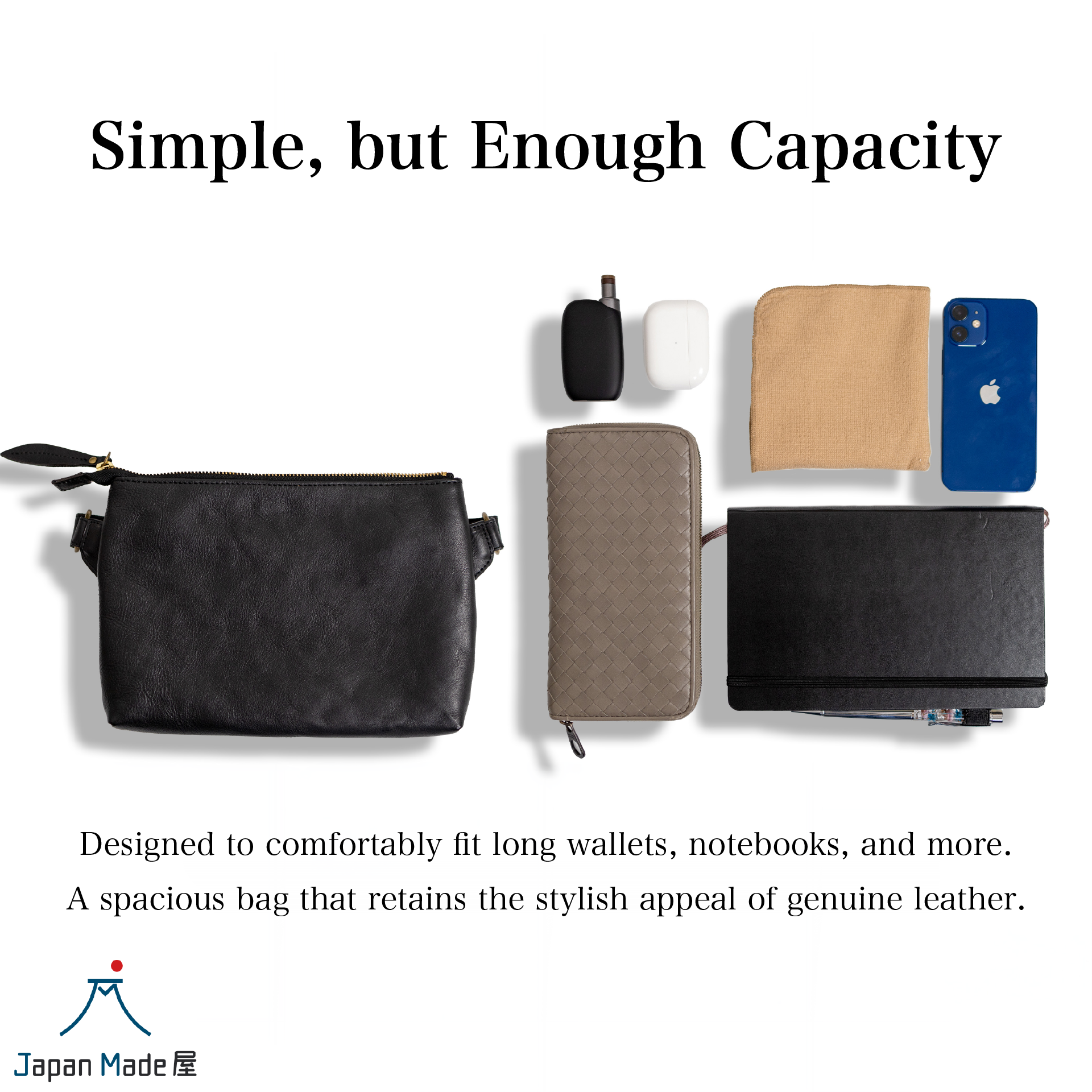Handmade Japanese Full-Grain Leather  Crossbody / Body Bag- Trusted by Japanese Users: 99.4% Satisfaction Rate on Our Domestic Site
