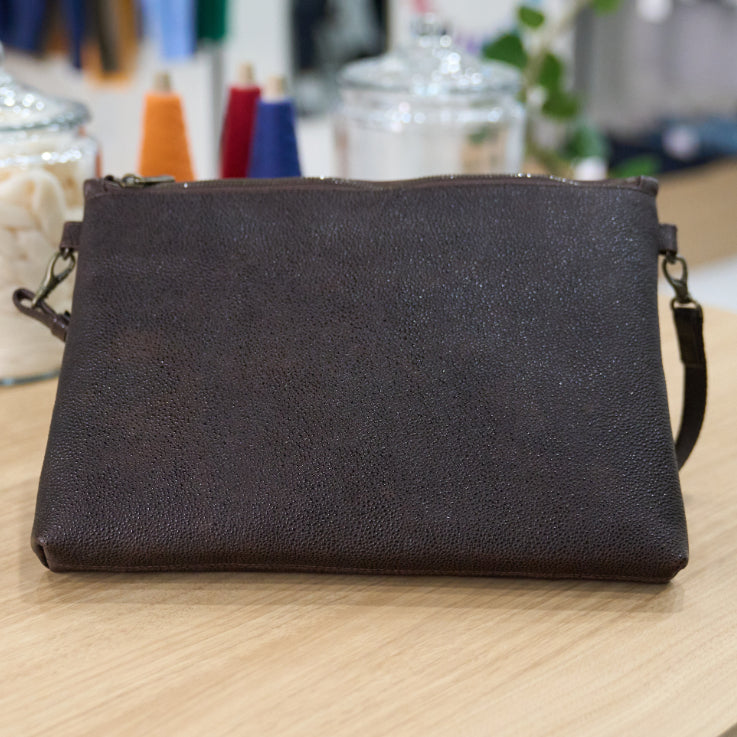 "Diamond of Leather" Black Zan Leather Shoulder Bag (Large)