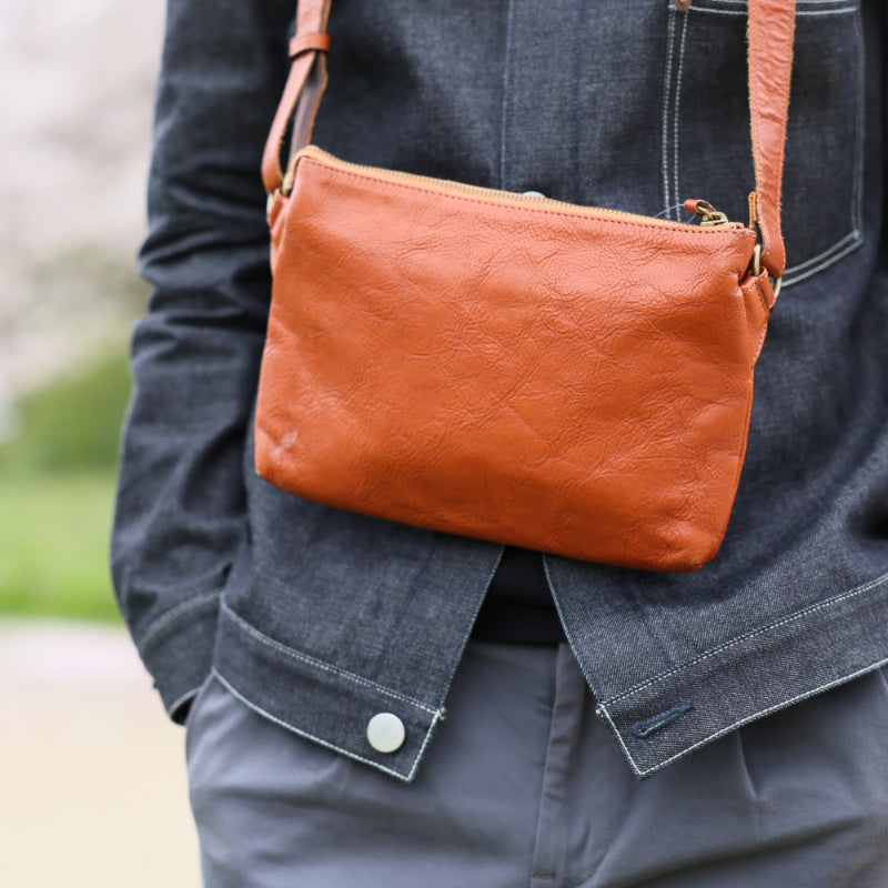 Handmade Japanese Full-Grain Leather  Crossbody / Body Bag- Trusted by Japanese Users: 99.4% Satisfaction Rate on Our Domestic Site