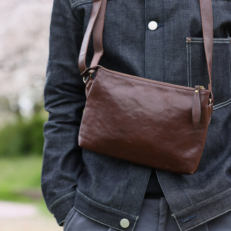Handmade Japanese Full-Grain Leather  Crossbody / Body Bag- Trusted by Japanese Users: 99.4% Satisfaction Rate on Our Domestic Site