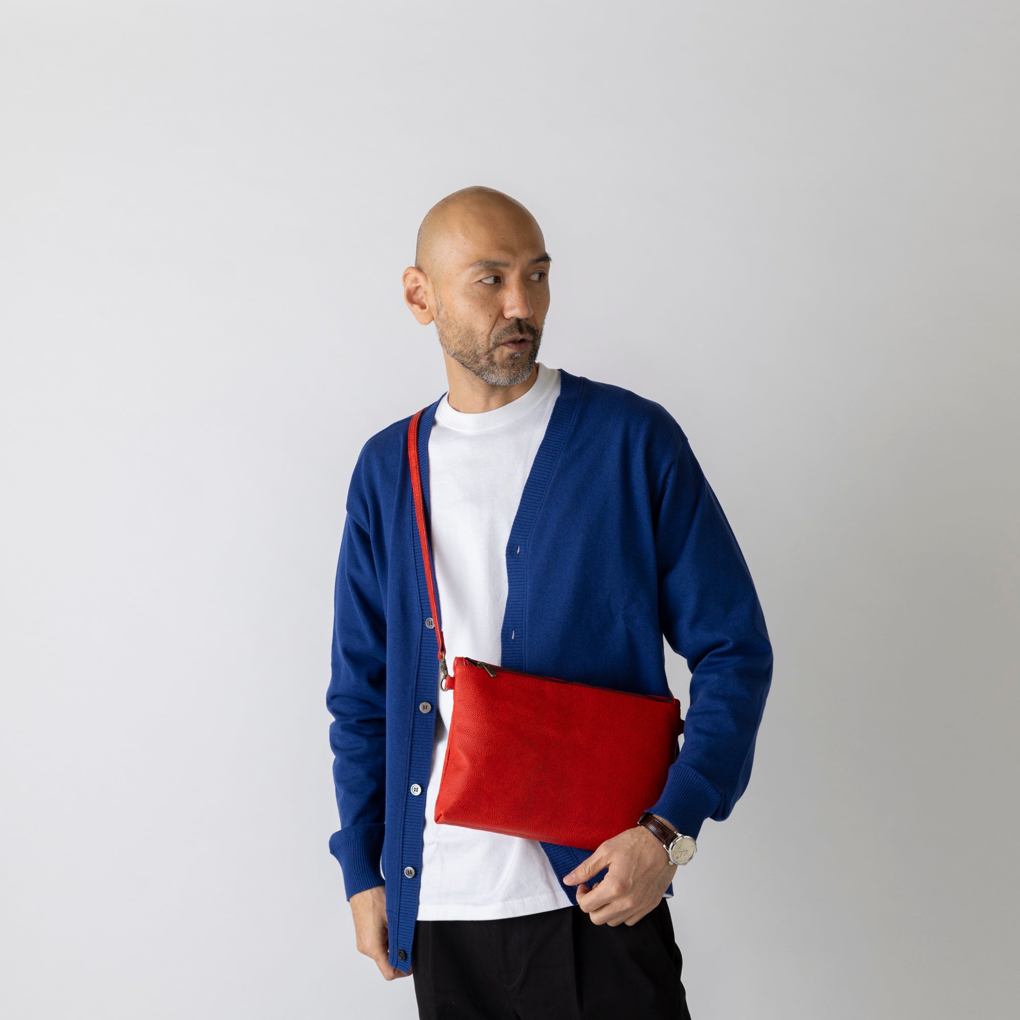 "Diamond of Leather" Black Zan Leather Shoulder Bag (Large)