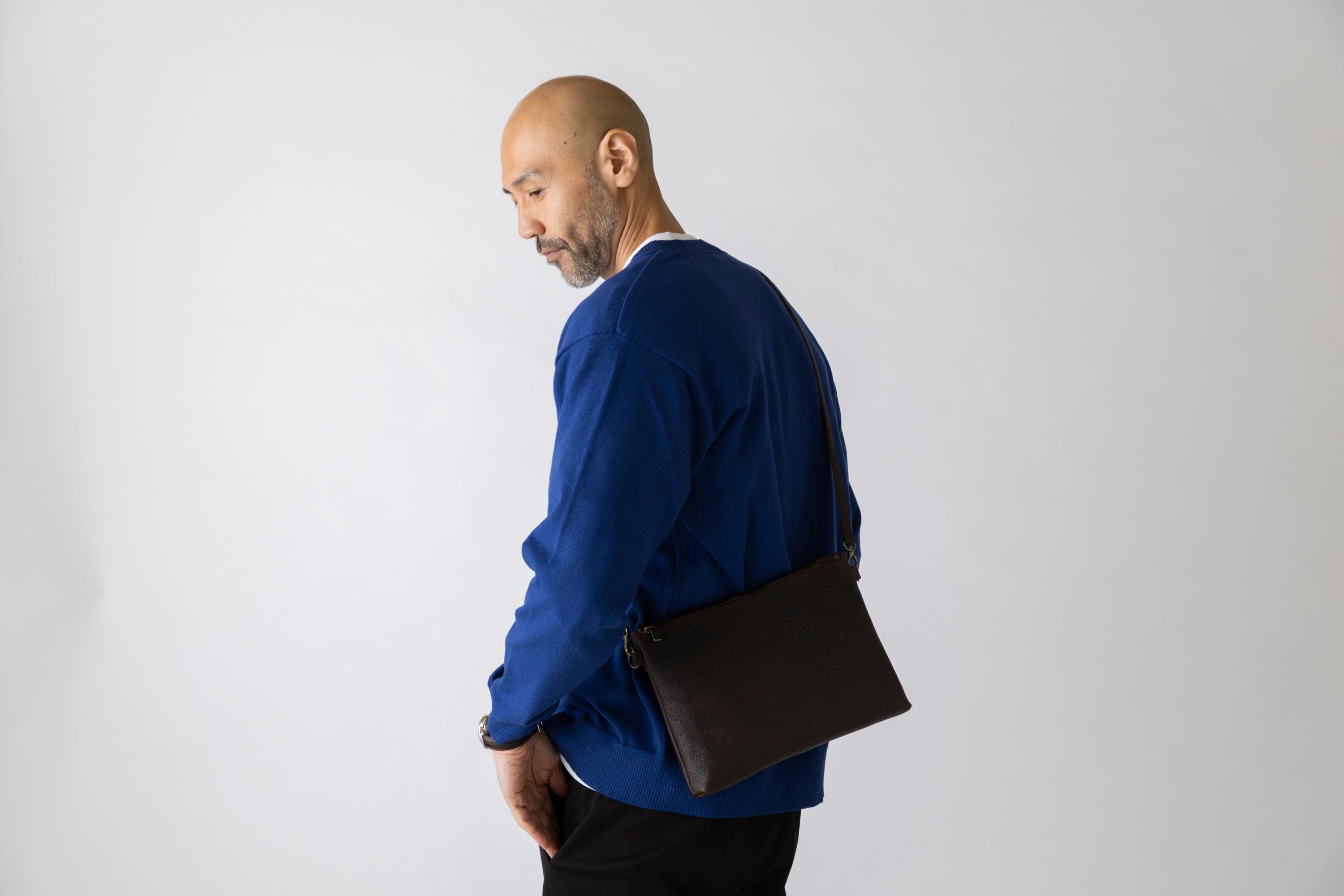 "Diamond of Leather" Black Zan Leather Shoulder Bag (Large)