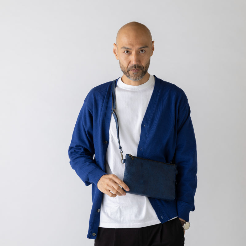 "Diamond of Leather" Black Zan Leather Shoulder Bag (Large)