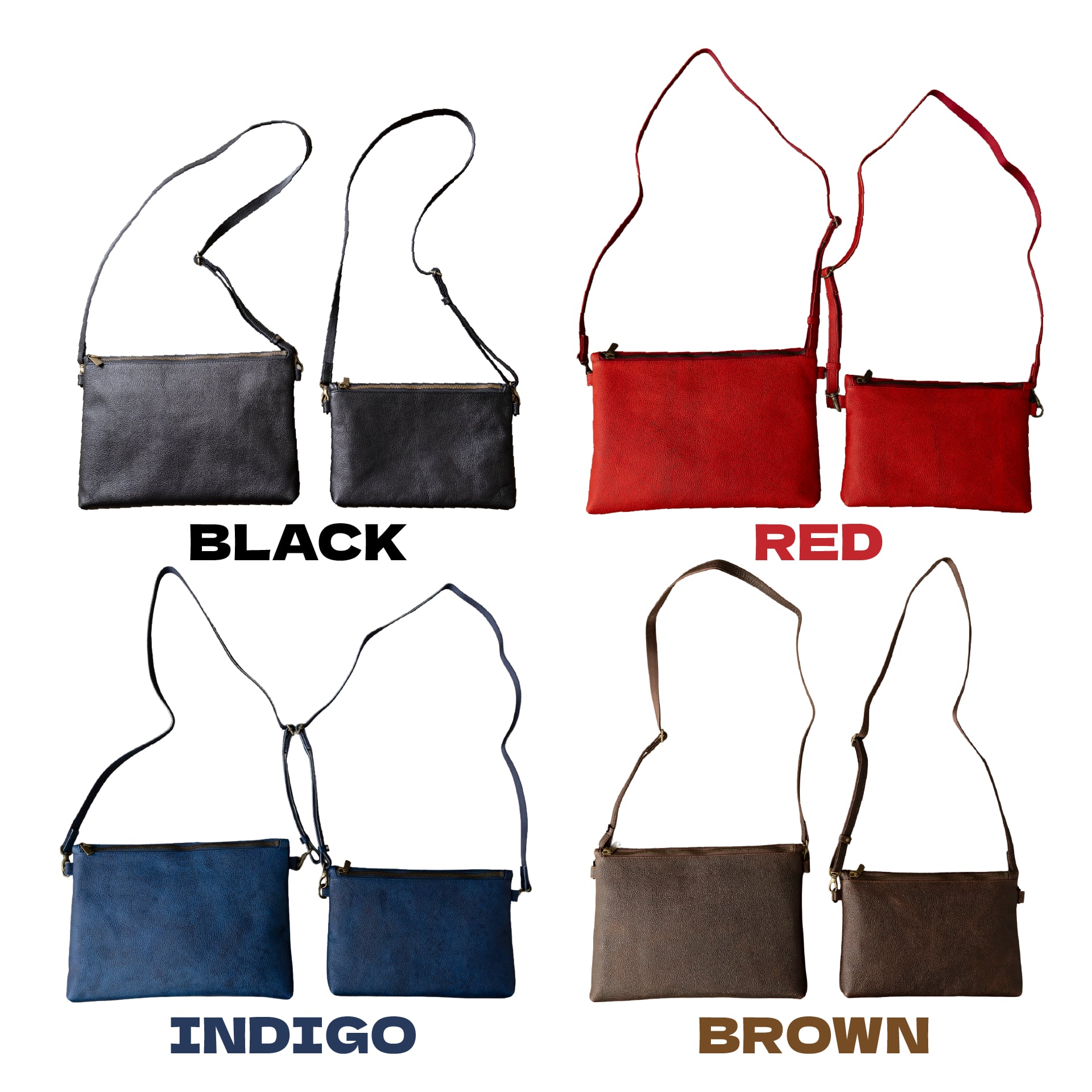 "Diamond of Leather" Black Zan Leather Shoulder Bag (Large)